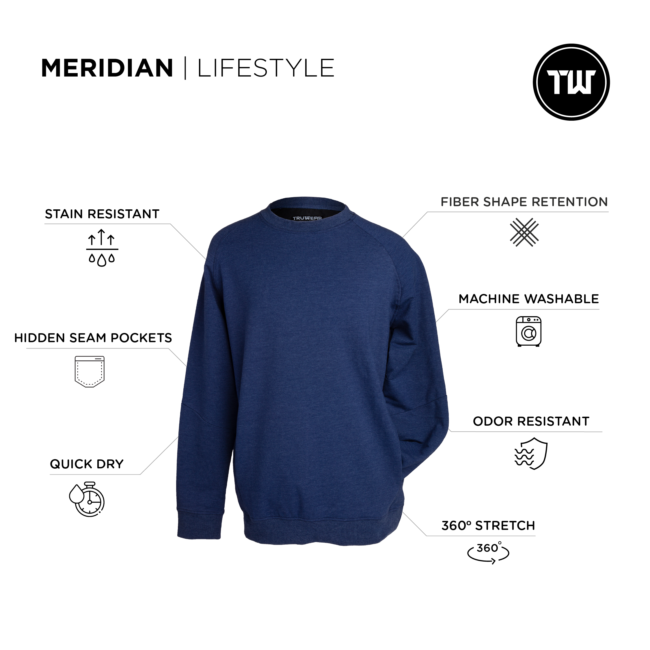 Meridian Heather Navy Crewneck